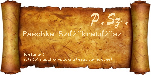 Paschka Szókratész névjegykártya